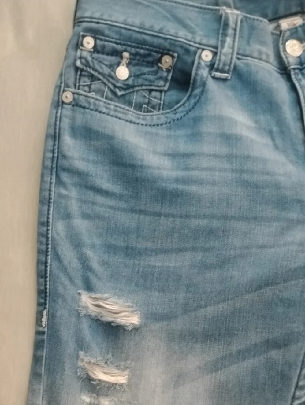 True Religion Blue Ombre Jean Shorts